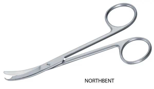 TIJERA NORTHBENT CURVA 12 CM. PUNTA EN FORMA DE GANCHO DE UNA HOJA.