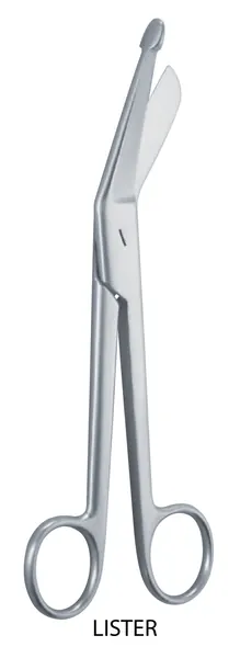 TIJERA LISTER 9 CM. CON BOTÓN DE PROTECCIÓN EN UNA PUNTA. HOJAS ANGULADAS.