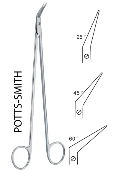 TIJERA POTTS-SMITH 19 CM, VASCULAR, ANGULADA A 25 GRADOS.