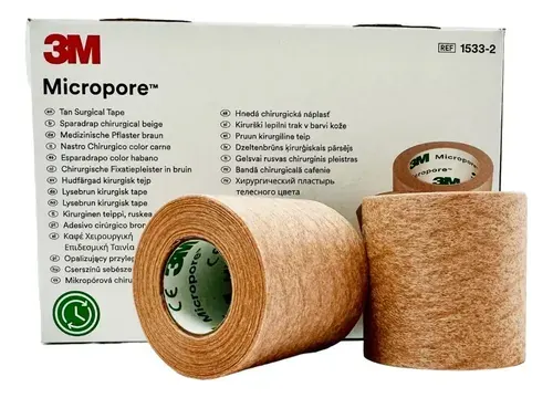 Micropore™ 2" color piel. Medida: 5cm x 9.14m C/6 RLLS 3M