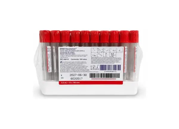 TUBO VACUTAINER ROJO 6ML C/100