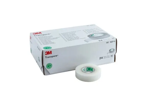 Micropore™ 1" color blanco. Medida: 2.5cm x 9.14m. Envase con 12 rollos 3M