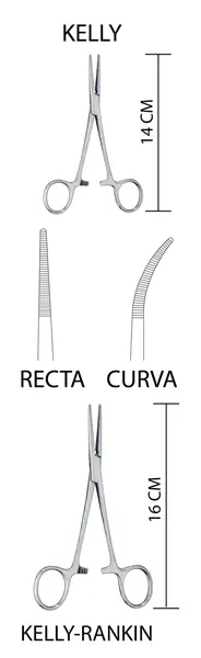 PINZA KELLY CURVA 14 CM. CON ESTRIAS TRANSVERSALES.