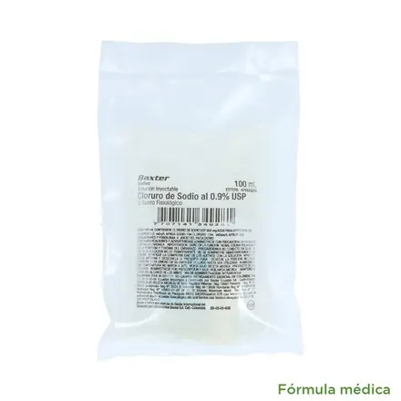 CLORURO DE SODIO AL 0.9% EN AGUA INYECTABLE 100 ML C/72