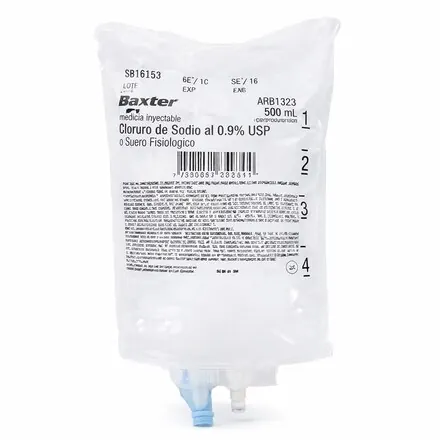 CLORURO DE SODIO AL 0.9% EN AGUA INYECTABLE 500ML C/30