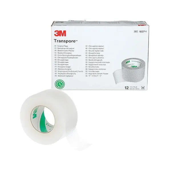 Transpore™.1" Medida: 2.5cm x 9.14m C/12 RLLS 3M