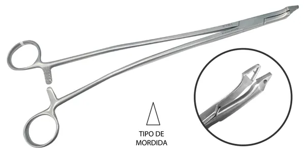 PINZA PARA BIOPSIA SCHUBERT CURVA. CORTE TRIANGULAR 27 CM.