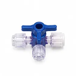 LLAVE DE TRES VÍAS SIN EXTENSIÓN, DE PLÁSTICO. ESTÉRIL Y DESECHABLE.