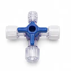 LLAVE DE CUATRO VÍAS SIN EXTENSIÓN, DE PLÁSTICO. ESTÉRIL Y DESECHABLE.