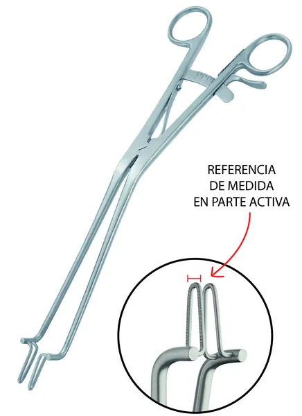 PINZA ENDOCERVICAL KOGAN 23 CM CON CREMALLERA. PARTE ACTIVA 3MM.