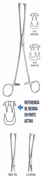 PINZA MUSEUX RECTA. QUIJADA CON 2X2 DIENTES. 24 CM.