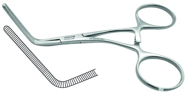 PINZA VASCULAR CASTAÑEDA 11 CM. 50° ESTRIAS TRANSVERSALES.