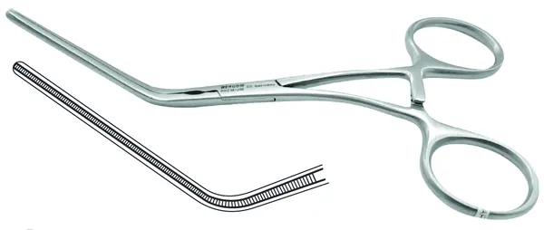 PINZA VASCULAR CASTAÑEDA 12 CM. 50° ESTRIAS TRANSVERSALES.