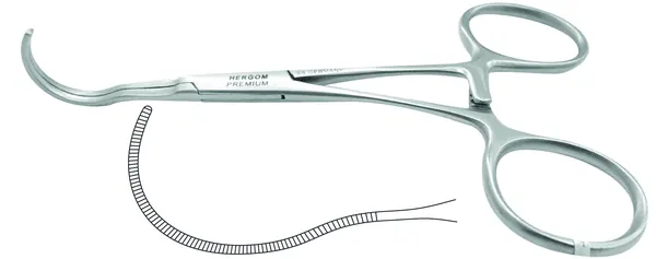 PINZA VASCULAR CASTAÑEDA 12 CM. ANASTOMOSIS CURVA ESTRIAS TRANSVERSALES.