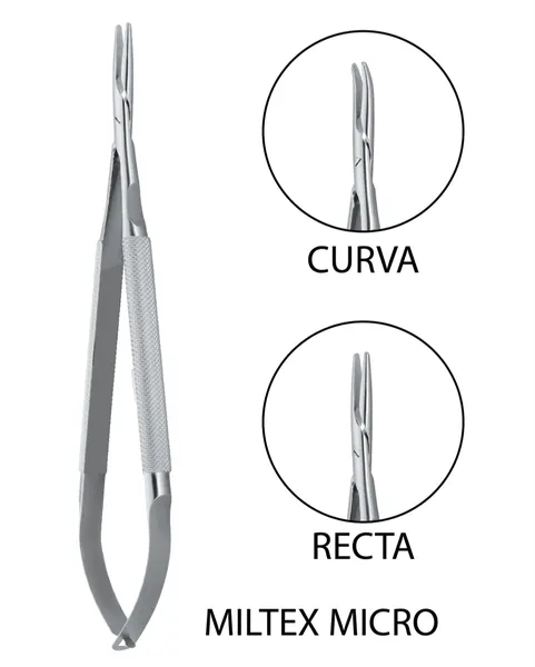 MICRO PORTA AGUJAS MILTEX CURVA 18 CM.