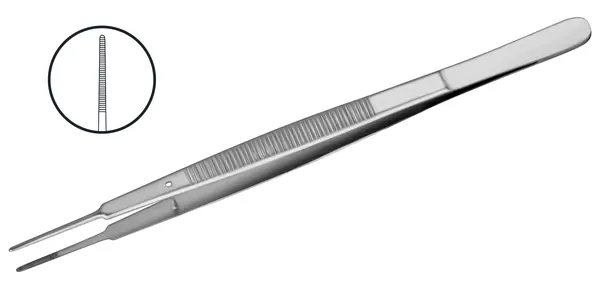 PINZA GERALD SIN DIENTES. CON INSERTOS DE CARBURO DE TUNGSTENO. 18 CM.