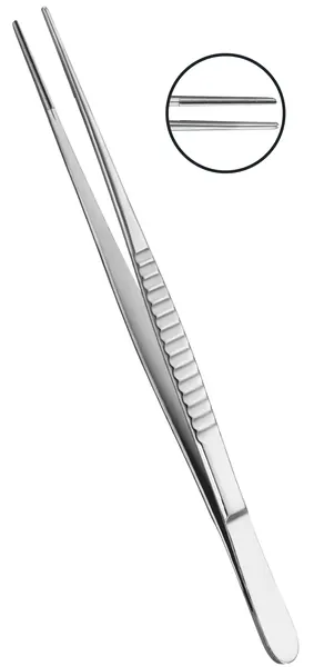PINZA DEBAKEY DE DISECCIÓN MANGO REDONDO CON TOPE DE 18 CM