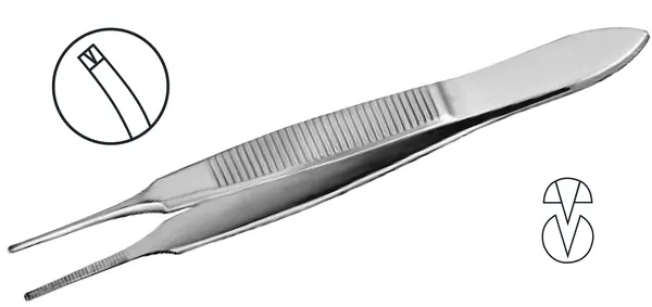 PINZA GRAEFE CON DIENTES 7 CM. CURVA FINA