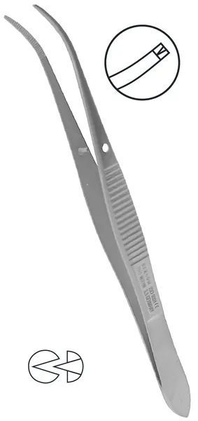 PINZA IRIS CON DIENTES 10 CM. CURVA FINA