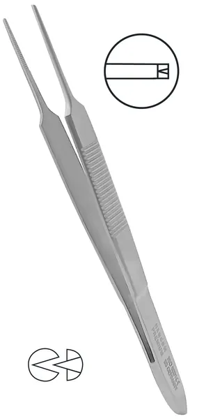 PINZA IRIS CON DIENTES 10 CM. RECTA FINA