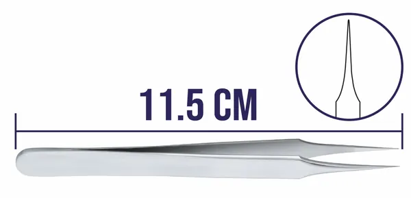 PINZA DE DISECCIÓN JOYERO O RELOJERO # 2. 11.5 CM DE LONGITUD.