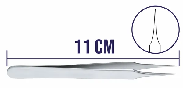 PINZA DE DISECCIÓN JOYERO O RELOJERO # 4. 11 CM DE LONGITUD.