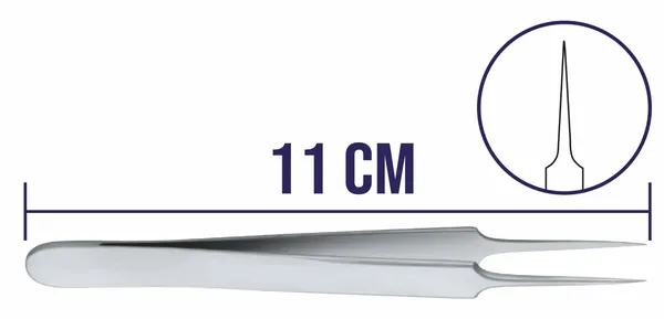 PINZA DE DISECCIÓN JOYERO O RELOJERO # 5. 11 CM DE LONGITUD.