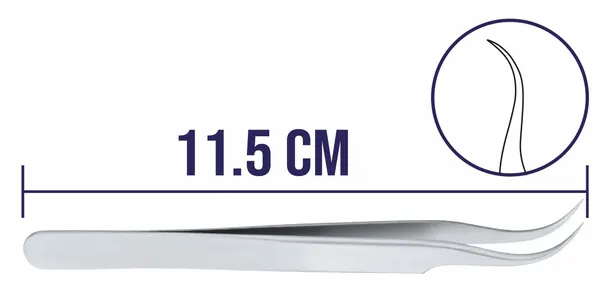 PINZA DE DISECCIÓN CURVA JOYERO O RELOJERO # 7. PUNTAS AGUDAS. 11.5 CM DE LONGITUD.