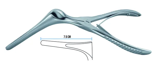 RINOSCOPIO KILLIAN-STRUYCKEN, CON TORNILLO REGULADOR, LONGITUD DE LA HOJA: 7.5 CM. LONGITUD TOTAL 15 CM.
