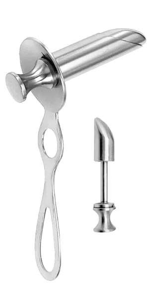 ANOSCOPIO BENSAUDE O HIRSCHMANN O NEWMAN, CON OBTURADOR, TAMAÑO CHICO. 15 CM DE LONGITUD.