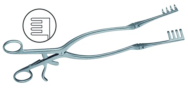 SEPARADOR BECKMAN CON MECANISMO DE AUTORETENCIÓN Y BRAZOS ARTICULABLES. 30 CM DE LONGITUD.