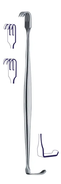SEPARADOR SENN O BABY SEN-MILLER O SENN-MUELLER, DE DOBLE EXTREMO, CON 3 GARFIOS AGUDOS, LONGITUD DE 150 A 170 MM.