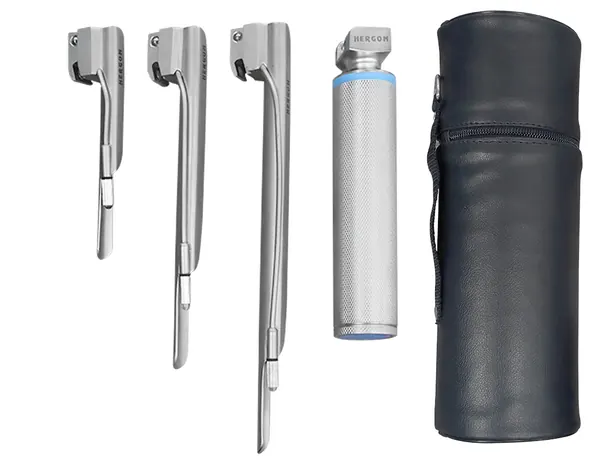 ESTUCHE DE LARINGOSCOPIO MILLER LUZ ESTÁNDAR 3 HOJAS (#1, #2, #3) Y MANGO UNIVERSAL.