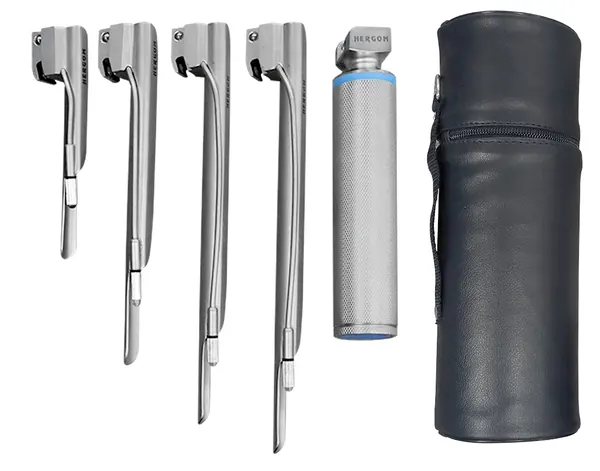 ESTUCHE DE LARINGOSCOPIO MILLER LUZ ESTÁNDAR 4 HOJAS (#1, #2, #3 Y #4) Y MANGO UNIVERSAL.