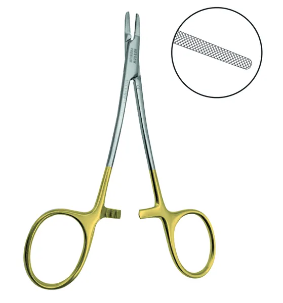 PORTA AGUJAS RYDER CON SERRACIONES 12.7 CM. TUNGSTENO