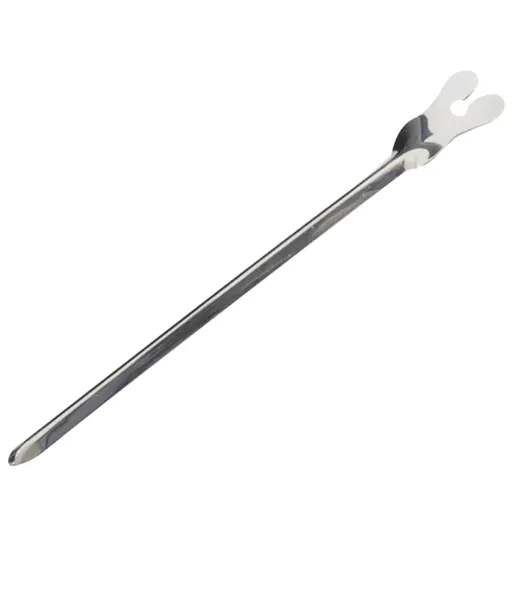 SONDA ACANALADA 14 CM., CON PUNTA DE BOTÓN.