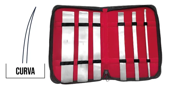 SET DE OSTEOTOMOS DE LAMBOTTE CURVOS 6 PZAS. (.6,1.3,2,2.5,3.2 Y 3.8 CM). 24.5 CM DE LONGITUD.