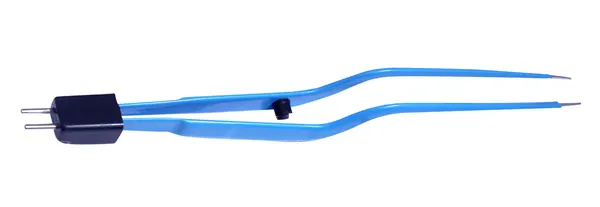 PINZA BIPOLAR JANSEN TIPO BAYONETA IRRIGACIÓN 20.4 CM. CON PUNTA DE 1.5 MM. PARA ELECTROCIRUGÍA.