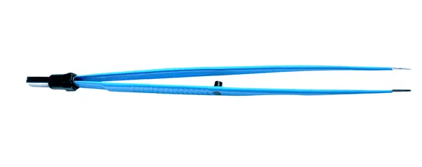 PINZA BIPOLAR ANTIADHERENTE RECTA EUROPEA 22 CM. CON PUNTA DE 1 MM. (COMPATIBLE CON EQUIPOS DELTRONIX CON CABLE 190-100).