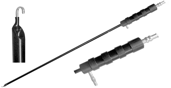 ELECTRODO DE LAPAROSCOPÍA CON SUCCIÓN PUNTA DE IRRIGACIÓN EN "J" 36 CM.