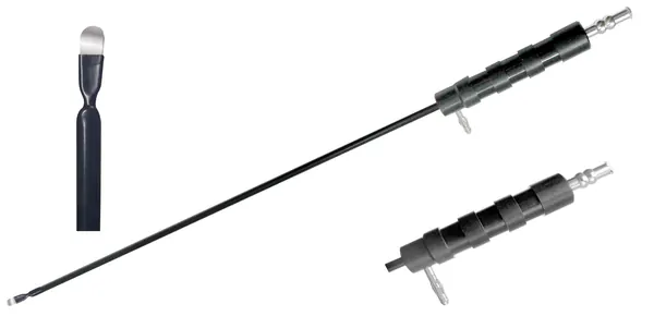ELECTRODO DE LAPAROSCOPÍA CON SUCCIÓN PUNTA DE IRRIGACIÓN EN ESPATULA 36 CM.