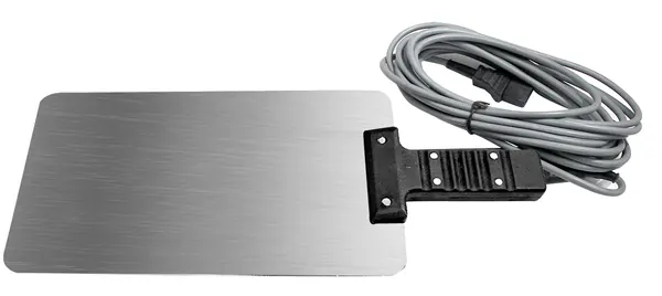 PLACA DE ACERO INOXIDABLE Y REUTILIZABLE CON CABLE PARA PACIENTE DE 5 M.