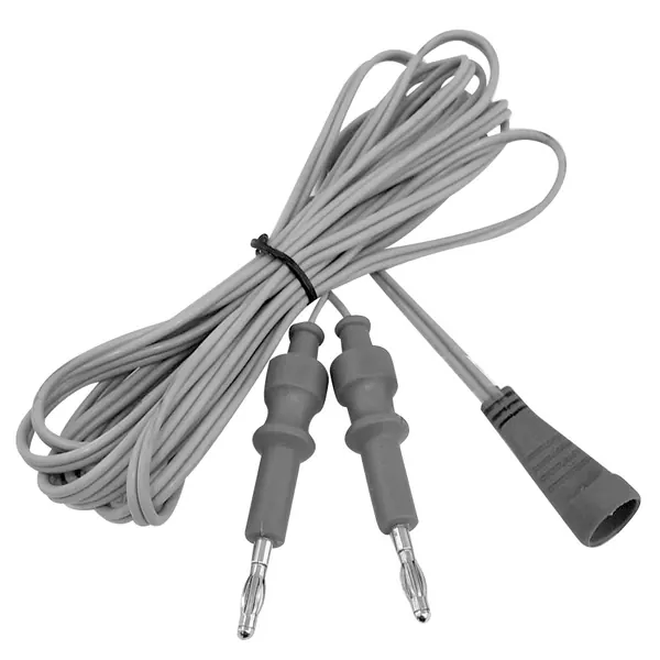 CABLE BIPOLAR DE SILICÓN 10 PULGADAS, 3MTS DE LARGO. INSTRUMENT CONNECTOR: USA 2-PIN PLUG. GENERATOR CONNECTOR: 4 MM BANANA PLUG.(COMPATIBLE CON EQUIPOS DELTRONIX).