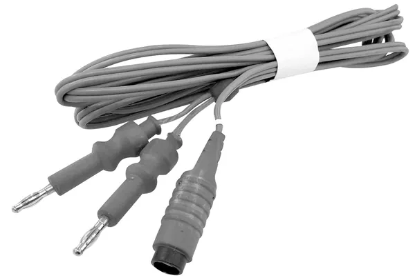 CABLE BIPOLAR DE SILICÓN 10 PULGADAS, 3 MTS DE LARGO. INSTRUMENT CONNECTOR: EUROPEAN FLAT PLUG. GENERATOR CONNECTOR: 4 MM BANANA PLUG. (COMPATIBLE CON EQUIPOS DELTRONIX).