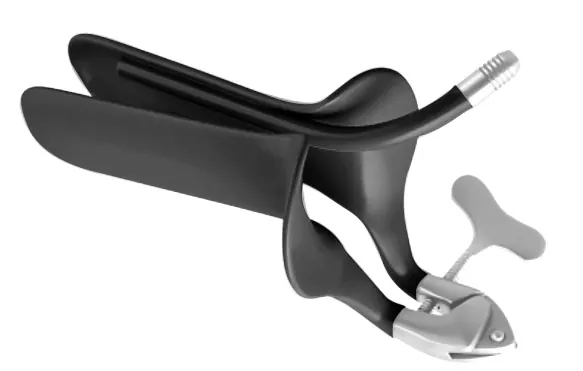 ESPEJO VAGINAL TEFLONADO NEGRO PARA LASER CON EXTRACTOR DE HUMO COLLIN CHICO.