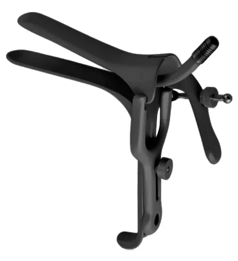 ESPEJO VAGINAL TEFLONADO NEGRO PARA LASER CON EXTRACTOR DE HUMO CHICO.