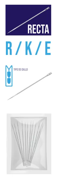 AGUJA PARA SUTURA RECTA. PAQ. 12 PZS (7 X 48 MM). OJO AUTOMÁTICO.