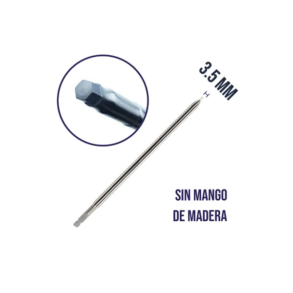 DESTORNILLADOR HEXAGONAL SIN MANGO. PUNTA DE 3.5 MM,. 12.5 CM DE LONGITUD.