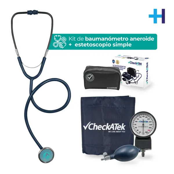 KIT SIMPLE BAUMANOMETRO ANEROIDE POPULAR AZUL