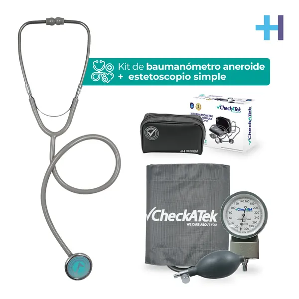 KIT SIMPLE BAUMANOMETRO ANEROIDE POPULAR GRIS